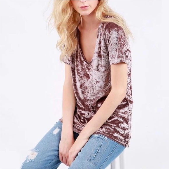 POL Tops - POL Pink Crushed Velvet Tee